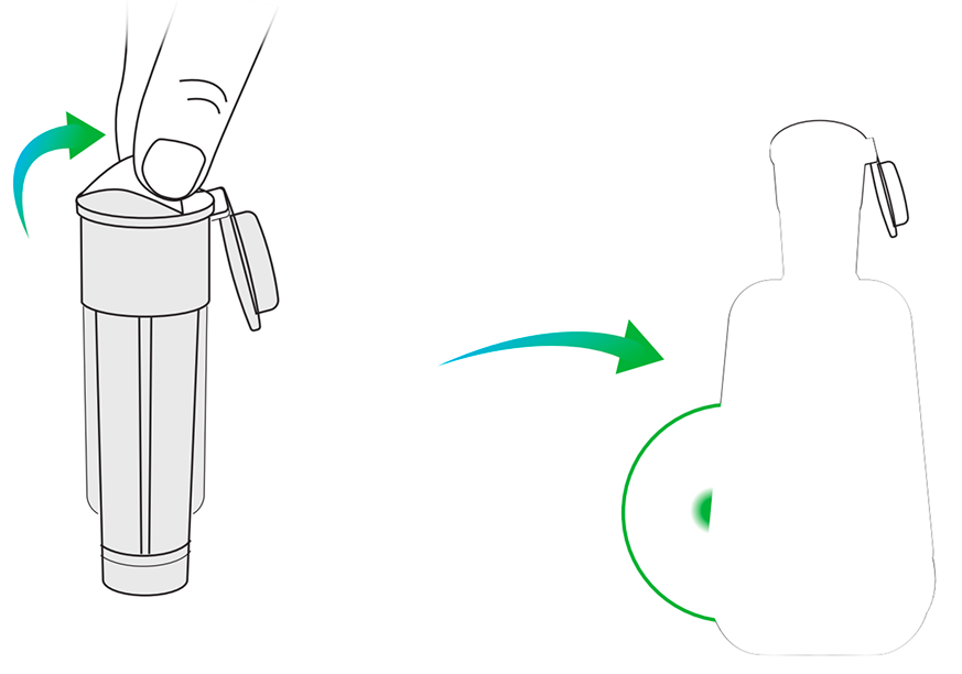 Open vial and test unit